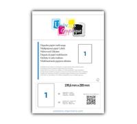 10 étiquettes 199.6 x 289.1-1 étiquette autocollante blanc - 10 feuilles A4 - Étiquette adhésive 199 x289 adhésif permanent pour imprimante jet d'encre et laser ref UG- l7167