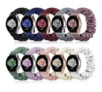 10 Farben Stoffbänder Compatible avec Samsung Galaxy Watch 7/6/5/4 40 44mm Active 2 Pro, Watch FE 40mm,Watch 6 Classic 43mm 47mm, 20mm Schnellspanner Elastisches Ersatzarmband für Frauen Mädchenn