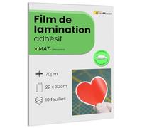 10 feuilles A4, 22 x 31 cm, Film de lamination à froid MAT - Feuilles de plastification Laminé auto-adhésif pour photo et autocollants - Compatible plotter de découpe