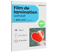 10 feuilles A4 22 x 31cm Film de lamination à froid BRILLANT - Feuilles de plastification Laminé auto-adhésif pour photo et autocollants - Compatible plotter de découpe