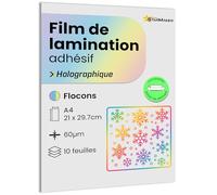 10 feuilles A4 Film de lamination à froid Holographique - Feuilles de plastification Laminé auto-adhésif pour photo et autocollants - Compatible plotter de découpe (Flocons)