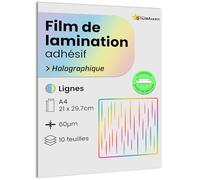 10 feuilles A4 Film de lamination à froid Holographique - Feuilles de plastification Laminé auto-adhésif pour photo et autocollants - Compatible plotter de découpe (Lignes)