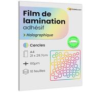 10 feuilles A4 Film de lamination à froid Holographique - Feuilles de plastification Laminé auto-adhésif pour photo et autocollants - Compatible plotter de découpe (Cercles)