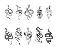 10 Feuilles Autocollant De Tatouage Temporaire De Serpent Noir 10 Styles Autocollant De Tatouage De Serpent De Bras De Fleur Tatouage Temporaire Mangemort Pour Le Corps Les Bras Le Dos Les Jambes
