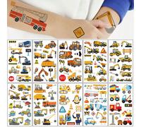 10 Feuilles Autocollant De Tatouage Temporaire Motif De Camion De Génie De Bulldozer D'excavatrice De Cartoon CartoonPapetier