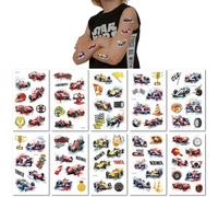 10 Feuilles Autocollants De Course Tatouages De Voitures De Course Stylés Tatouages Temporaires De Voitures De Course