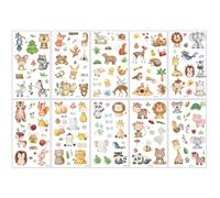 10 feuilles autocollants de tatouages temporaires de dessins animés, faux autocollants de tatouage Set de motifs multiples autocollants amovibles imperméables (U)