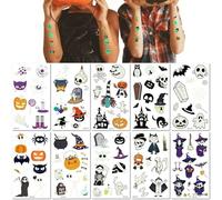 10 Feuilles Autocollants D'Halloween Tatouages Temporaires De Dessins Animés Fluorescents Verts Phosphorescents Et Longue Durée Pour Enfants