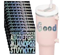 10 Feuilles Autocollants en Vinyle pour Tasses Stanley - Lettres de l'Alphabet Paillettes - Accessoires