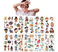 10 Feuilles Autocollants Tatouage Pirate Résistants à l'Eau Tatouages Temporaires Enfants Amusants Cartoon Faux Tatouages pour Enfants Cadeaux de Fête