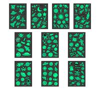 10 Feuilles Brillent dans Le Noir Tatouages, Tatouage Temporaire d'Espace Lumineux Faux Tatouages Imperméables, Lumineux Autocollant de Tatouage pour Décoration Fete Anniversaire Garçon