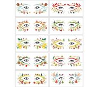 10 feuilles d ' autocollants de tatouages pour les yeux de Noël, faciles à appliquer et sûrs, imperméables pour adultes et de tous âges, autocollants temporaires pour le visage de Noël