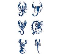 10 feuilles d'autocollants de tatouage de jus à base de plantes motif de scorpion durable réaliste clavicule fleur bras hommes et femmes semi-permanent lavable