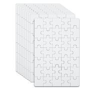 10 Feuilles de Puzzles Vierges, 10 x 15 cm Blank, 35 Pièces par Feuille, Tout Blanc, DIY à Peindre pour Enfants Jeu de Réflexion