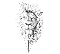 10 feuilles de tatouage temporaire de lion, dure jusqu'à 15 jours, autocollant semi-permanent étanche.