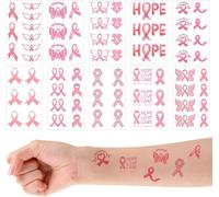 10 Feuilles De Tatouages En Ruban Rose, Tatouages Temporaires De Sensibilisation Aux Problèmes De Sein Autocollants De Sensibilisation Au Sein Pour Les Événements De La Fondation Des Femmes(Motif C)