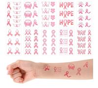 10 Feuilles de Tatouages en Ruban Rose, Tatouages Temporaires de Sensibilisation aux Problèmes de Sein Autocollants de Sensibilisation au Sein pour les Événements de la Fondation des Femmes (Motif C)
