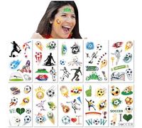 10 Feuilles de Tatouages Temporaires de Football - Imperméables et Résistants à la Transpiration pour Adultes, Événements Sportifs, Autocollants Visage Cartoon, Fournitures pour Fêtes