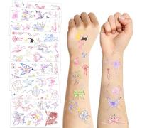 10 Feuilles De Tatouages Temporaires Pour Enfants Cartoon Butterfly Colours Tattoos Stickers Set Girls Boys Birthday Gift For Children Party[Z5517]