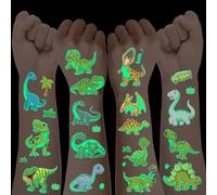 10 feuilles Dinosaure Tatouage Enfant Garçon, Fluorescent Brillant dans Le Noir, Décoration Anniversaire Pinata Jouet Cadeau