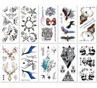 10 Feuilles Ensemble D'Autocollants De Tatouage Imperméables Simulant Un Totem De Plumes Anglaises Pour Le Bras