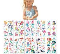 10 Feuilles Ensemble D'Autocollants Imperméables À L'Eau Style Tatouage Pour Enfants Sur Le Thème Des Princesses Et Des Sirènes Idéal Pour Une Fête De Rêve
