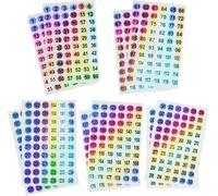 10 Feuilles Gommettes Autocollantes, Chiffres Autocollants Réfléchissants 1 À 300, 600 Autocollantes Laser Etiquettes Etanches Pour Trier Ranger Classer Numéroter