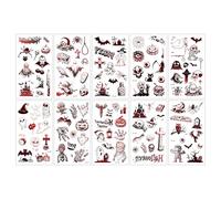 10 feuilles Halloween tatouage cicatrice autocollants, Tatouage visage Autocollants visage pour les femmes Hommes Masquerade Halloween Cosplay Party maquillage Props (G)