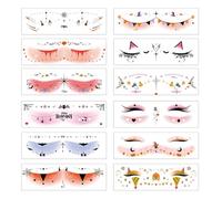 10 feuilles Halloween tatouage cicatrice autocollants, Tatouage visage Autocollants visage pour les femmes Hommes Masquerade Halloween Cosplay Party maquillage Props (J)