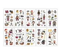 10 feuilles papillons、sirène、animaux de mer tatouages temporaires imperméables, tatouages de dessins animés de styles mixtes, cadeaux de maquillage de fête (Q)