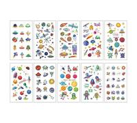 10 feuilles papillons、sirène、animaux de mer tatouages temporaires imperméables, tatouages de dessins animés de styles mixtes, cadeaux de maquillage de fête (K)