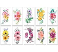 10 feuilles papillons、sirène、animaux de mer tatouages temporaires imperméables, tatouages de dessins animés de styles mixtes, cadeaux de maquillage de fête (B)