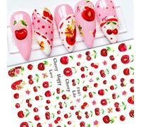 10 Feuilles Stickers Ongles Fleurs Fruits 3D Autocollants Eté Rose Fraise Cerise Décalques Pêche Citron Papillon Lys Tulipe Motifs Design pour Art des Ongles Autocollants Décorations Manucure