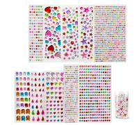 10 Feuilles Strass Autocollant Visage et Ongle, Paillettes Loisirs Creatifs Multicolores, Strass a Coller pour Maquillage Festival, Nail Art et Bricolage, Autocollants Décoratifs de Formes Variées
