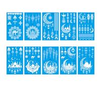 10 Feuilles Tatouage Doigt Lune Bleue Phosphorescente, Autocollant Main Totem Palais De La Lune Blanche