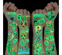 10 Feuilles Tatouage Enfant Ballon de Foot, Gommettes Enfants 3 4 5-12 Ans Tatoo Temporaire Enfant Garcon Fille Tatouage Ephemere Fluorescent Pinata Anniversaire Garcon Football Deco Anniversaire Foot