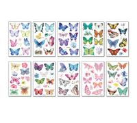 10 Feuilles Tatouage Enfant, Tatouage Enfant, Tatouage Papillon, Tatouage Temporaire Fille, Tatouage Ephemere Étanche pour Fille Garçons, Tattoos Enfants de Fête d'anniversaire Cadeau