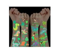 10 Feuilles Tatouage Fluorescent, Autocollant Dinosaure Lumineux pour Cadeau Jouet Dinosaure Anniversaire Garcon