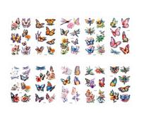 10 feuilles Tatouages Éphémères 3D En Forme De Fleurs, Papillons Et Libellules - Réalistes, Imperméables, Adaptés Aux Bras Des Enfants Et À Une Utilisation Temporaire Lors Des Sorties Estivales.