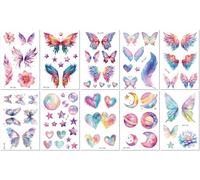 10 Feuilles Tatouages Papillons Pailletés Dopamine Haut De Gamme Frais Et Délicats Imperméables Réalistes Pour Le Visage Et La Clavicule