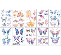 10 Feuilles Tatouages Papillons Pailletés Dopamine Haut De Gamme Frais Et Délicats Imperméables Réalistes Pour Le Visage Et La Clavicule