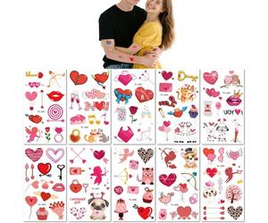 10 Feuilles Tatouages Pour La Saint Valentin Demandes En Mariage Déclarations D'Amour Fêtes Cadeaux En Forme De Cœur Autocollants De Tatouages Temporaires