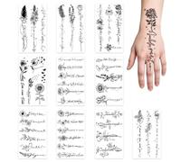 10 Feuilles Tatouages Temporaires, 45 Motifs Minimalistes Fleurs et Textes Esthétiques, Étanches Longue Durée, pour Bras Dos et Jambes