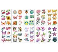 10 Feuilles Tatouages Temporaires À Paillettes Pour Filles : Fleurs Oiseaux Papillons Cœurs Décoration Et Cadeaux Pour Les Fêtes D'Anniversaire D'Enfants