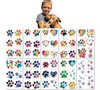 10 Feuilles Tatouages Temporaires Amusants Et Colorés En Forme De Pattes, Parfaits Pour Les Enfants, Les Animaux De Compagnie Et Les Fêtes D'Anniversaire