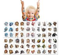 10 Feuilles Tatouages Temporaires Amusants Et Créatifs De Style Dessin Animé Pour Enfants Représentant Des Animaux Défonçant Des Murs