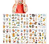 10 Feuilles Tatouages Temporaires Animaux pour Enfants Résistants à l'Eau Colorés Cartoon Zoo Girafe Forêt Petit Tigre Faux Autocollants Tatouages Mignons