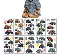 10 Feuilles Tatouages Temporaires Autocollants En Forme De Camion Imperméables Sur Le Thème Des Courses Tout Terrain Pour Enfants