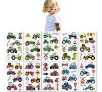 10 Feuilles Tatouages Temporaires Camion De Ferme Dessin Animé Imperméable Unisexe Autocollants De Tatouages Temporaires Voiture De Ferme