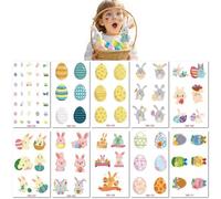 10 Feuilles Tatouages Temporaires De Pâques Pour Enfants Décorations D'Œufs De Pâques En Forme De Lapin De Dessin Animé Décorations De Fêtes Imperméables À Faire Soi Même